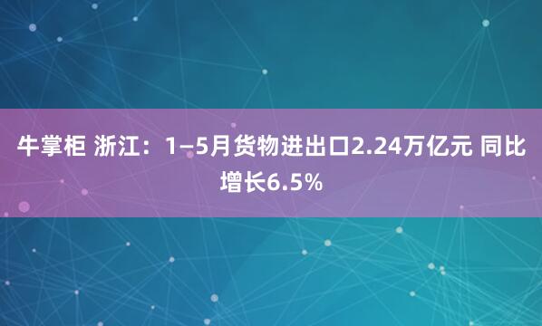 牛掌柜 浙江：1—5月货物进出口2.24万亿元 同比增长6.5%